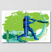 Cricket Batsman Wall Art, Set Of 2
