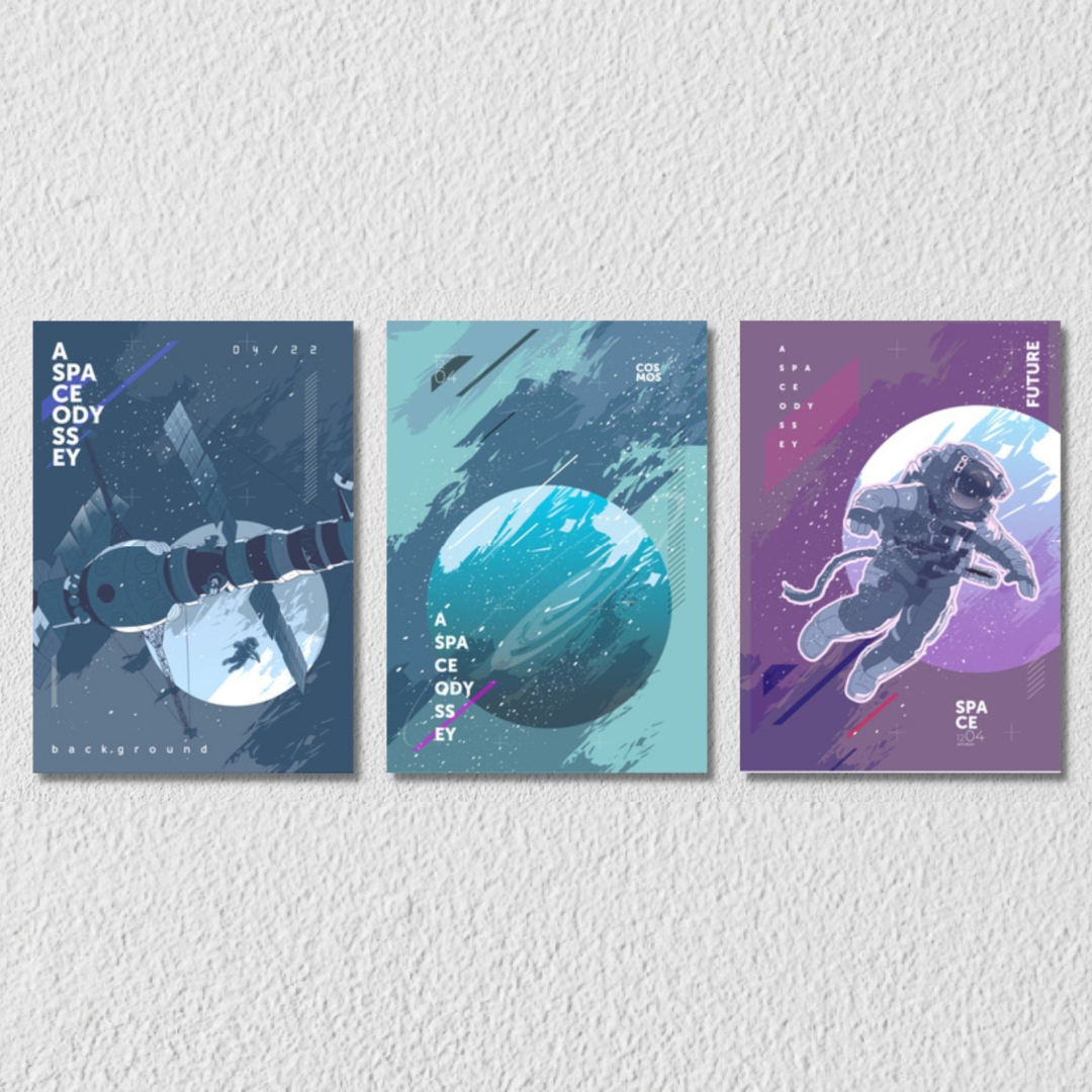 Space Wall Art, Set Of 3
