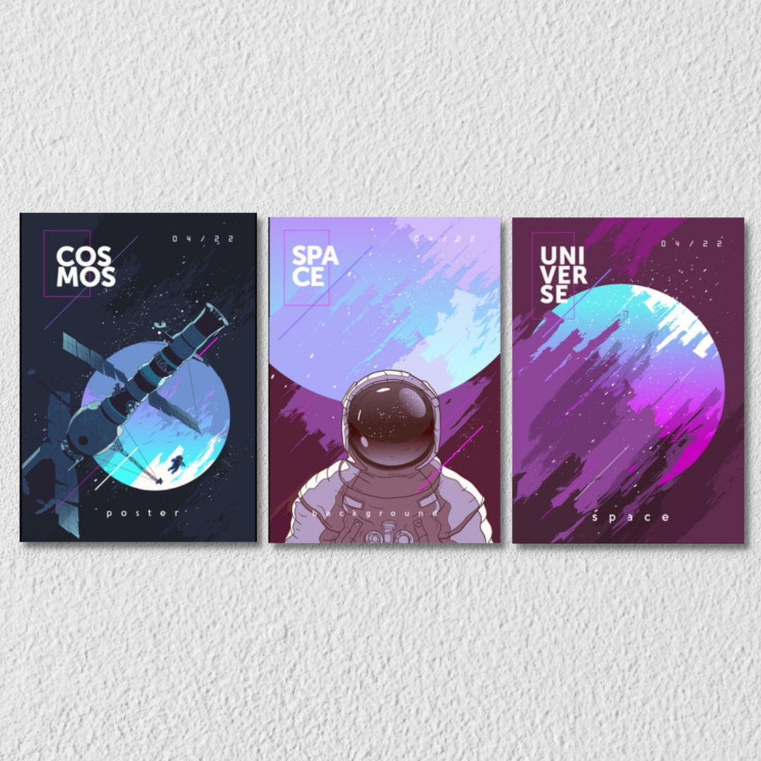 Space Wall Art, Set Of 3