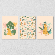 Tiger And The Leaves Art, Set Of 3