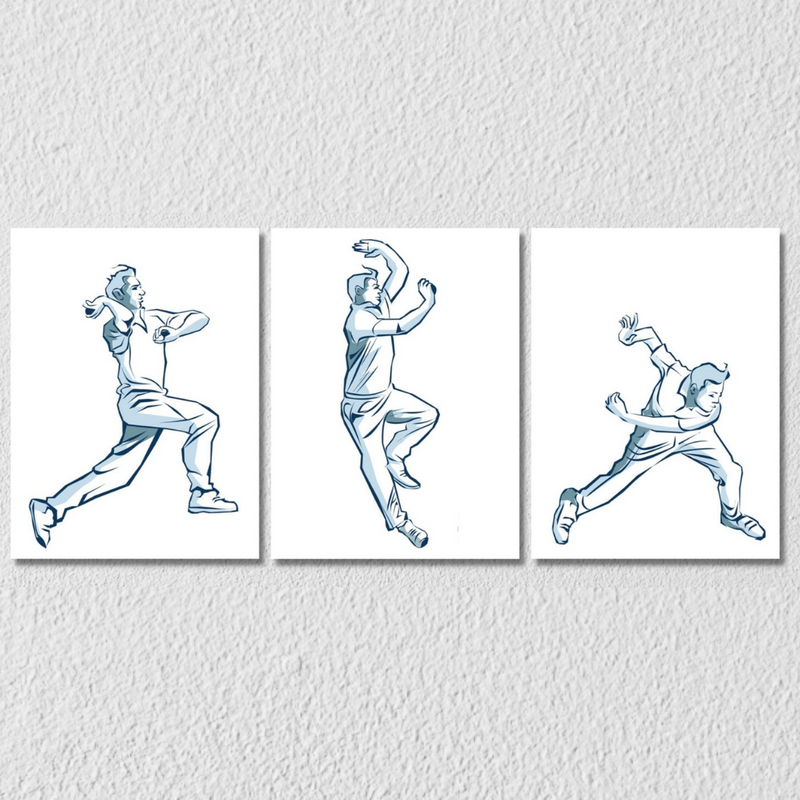 Cricket Baller Wall Art, Set of 3