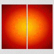 Yellow To Red Shaded Mandala Art, Set Of 2