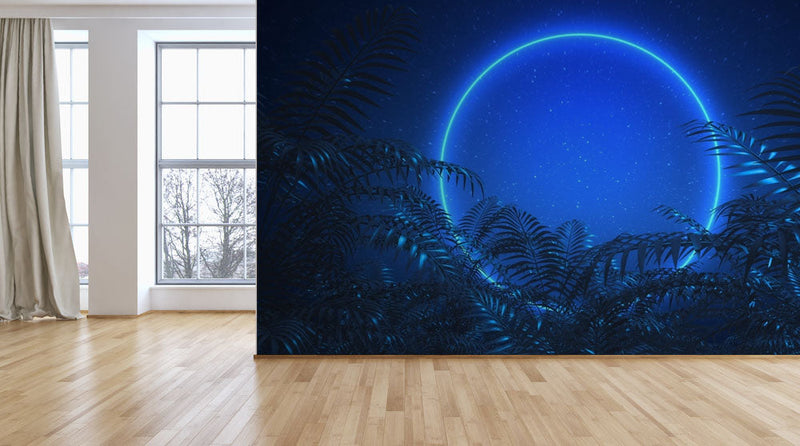 Blue Moon Leaves Tropical Wallpaper