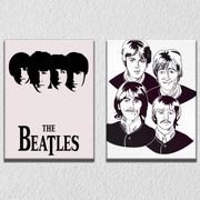 Beatles Sillhouette Black And White Wall Art, Set Of 2