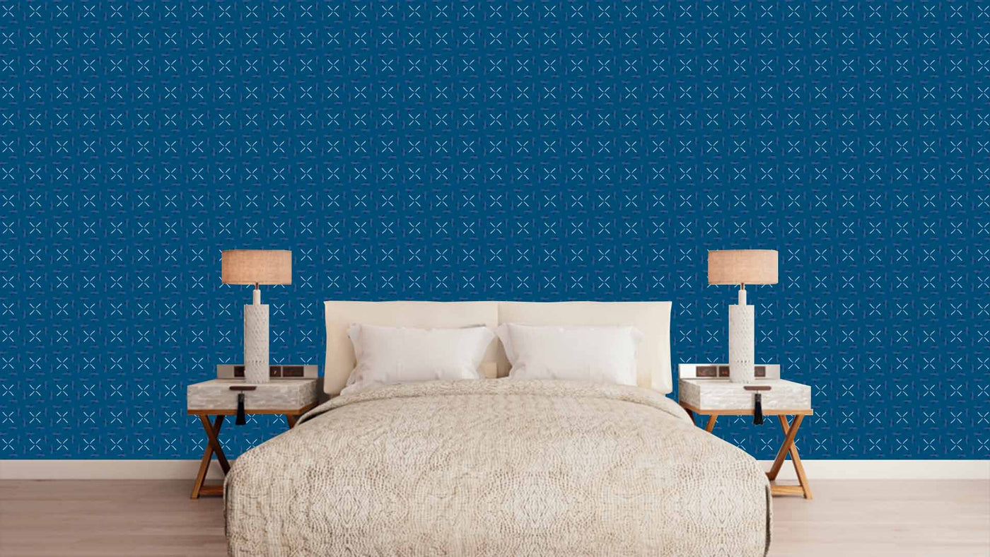 Blue Cross Pattern Wallpaper