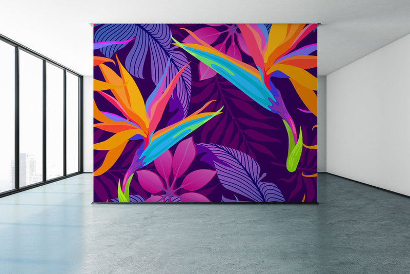 Exotic Vibrant Leaves Tropical Wallpaper