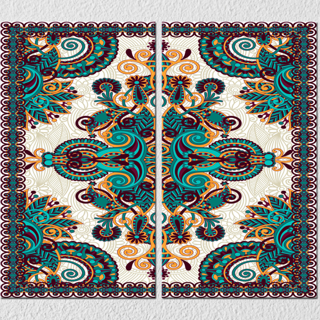 Blue Pattern Art, Set Of 2