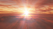 Sun Rays In Red Clouds Painting Self Adhesive Sticker For Wardrobe
