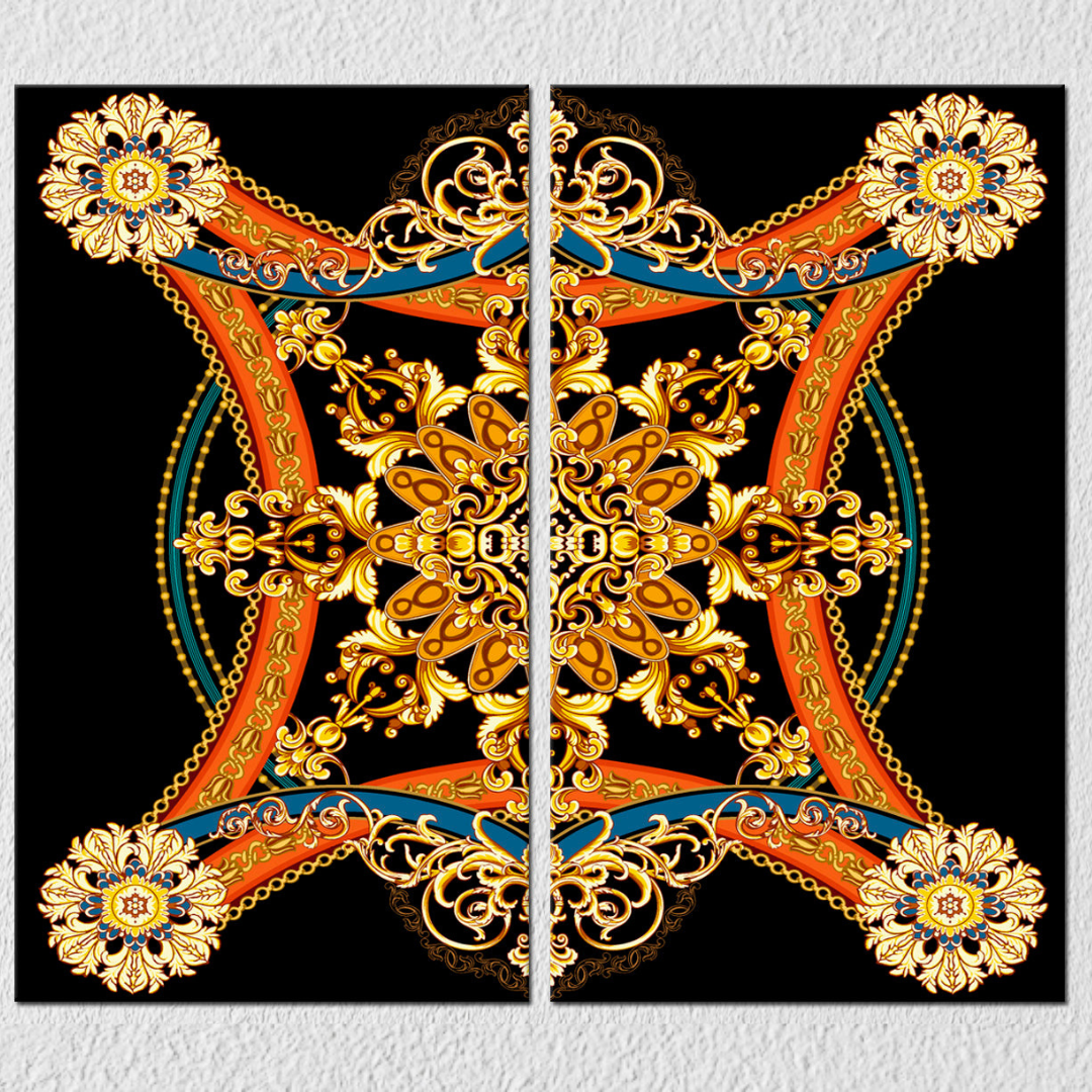 Golden Pattern Art, Set Of 2