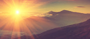 Sun Rays From Mountain Painting Self Adhesive Sticker For Wardrobe