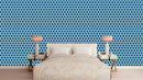 Blue White Exotic Pattern Wallpaper
