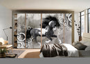 Black White Horse Painting Self Adhesive Sticker For Wardrobe