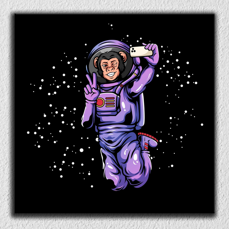 Monkey Space Selfie Purple Art