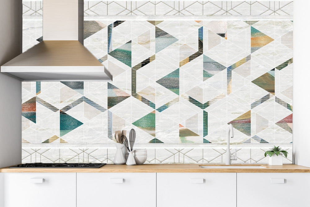 Beautiful Kitchen Tiles Pattern Customised Wallpaper