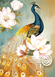 Peacock On Lotus Art Self Adhesive Sticker For Refrigerator