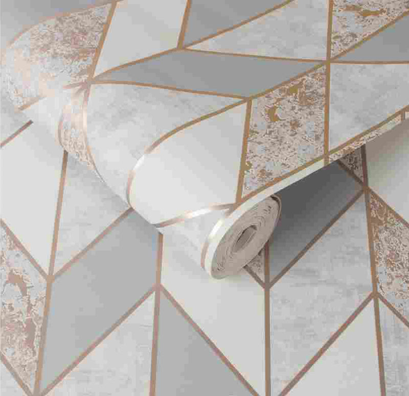 Milan Geo Rose Gold Blown Wallpaper