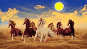 Running Horses In Sun Painting Self Adhesive Sticker For Wardrobe