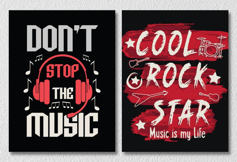 Red And Black Music Quote Wall Art, Set Of 2