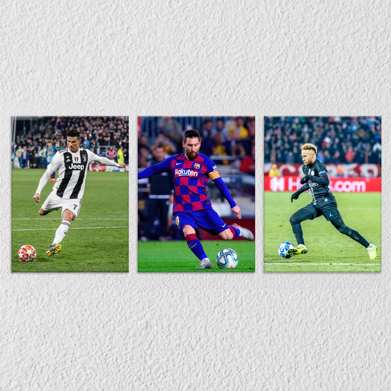 Famous Footballers On Field, Set Of 3