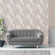 Milan Geo Rose Gold Blown Wallpaper