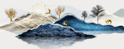 Blue Mountain Nature Painting Self Adhesive Sticker For Table