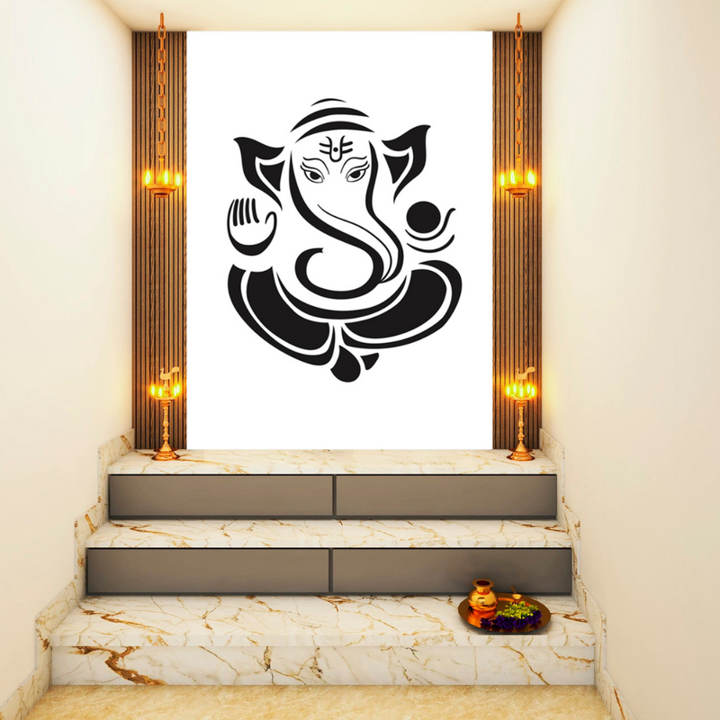 Black Ganpati Stensil Sticker