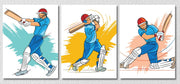 Cricket Batsman Wall Art, Set Of 3
