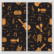 Orange On Black Musical Instruments Wall Art, Set Of 2