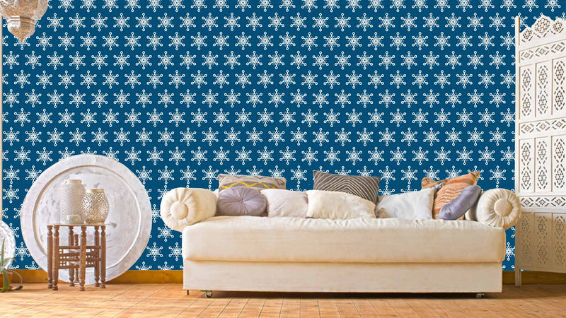 Blue White Star Pattern Wallpaper