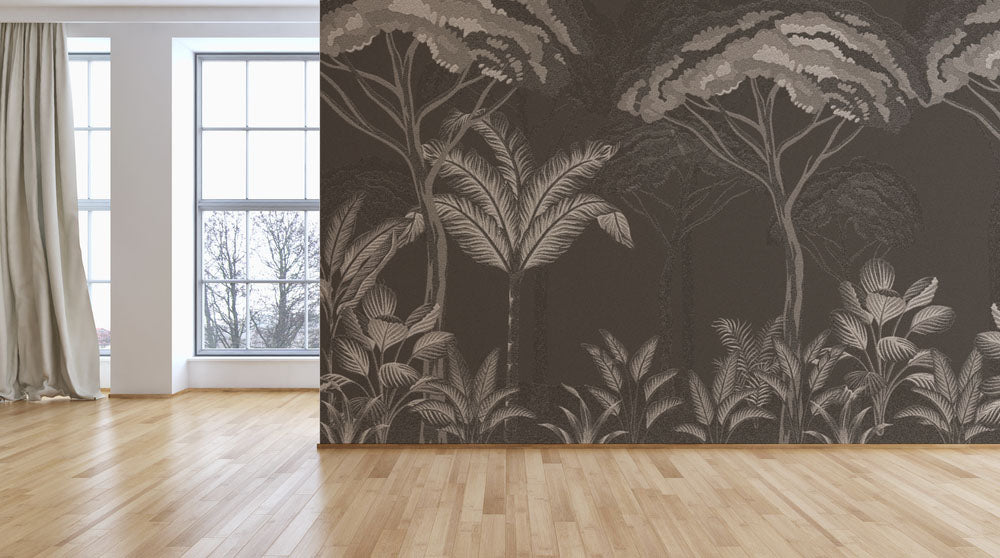 Silver Palm Branch Tropical Wallpaper