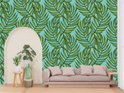 Green Leaves Pattern Customized Wallpaper
