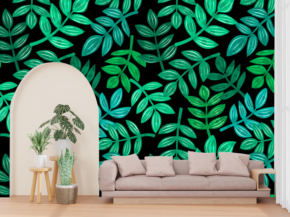 Leaves Pattern  Customized Wallpaper