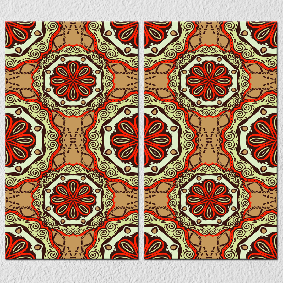 Orange Brown Indian Pattern, Set Of 2