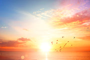 Colourful Sky Sunrays Painting Self Adhesive Sticker For Wardrobe
