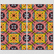 Pink Yellow Indian Pattern, Set Of 2