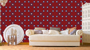 Blue Floral Maroon Background Pattern Wallpaper