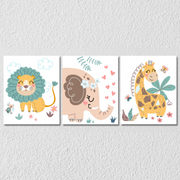 Cute Animals Wall Art 2, Set Of 3
