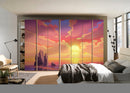 Sunset Sketch Painting Self Adhesive Sticker For Wardrobe