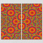 Pink Orange Indian Pattern, Set Of 2