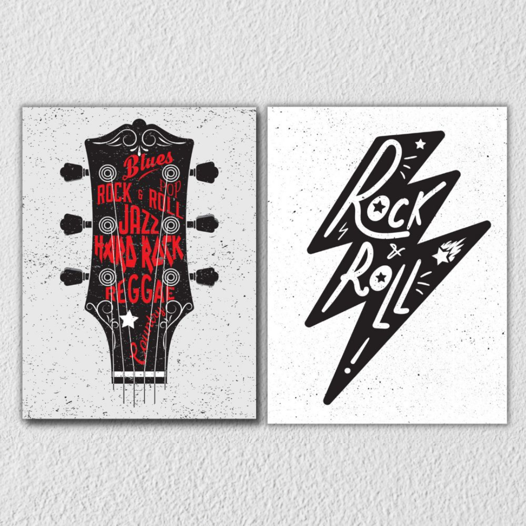 Guitar Rock And Roll Music Wall Art, Set Of 2