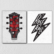Guitar Rock And Roll Music Wall Art, Set Of 2
