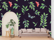 Leaf And Butterfly Customized Wallpaper