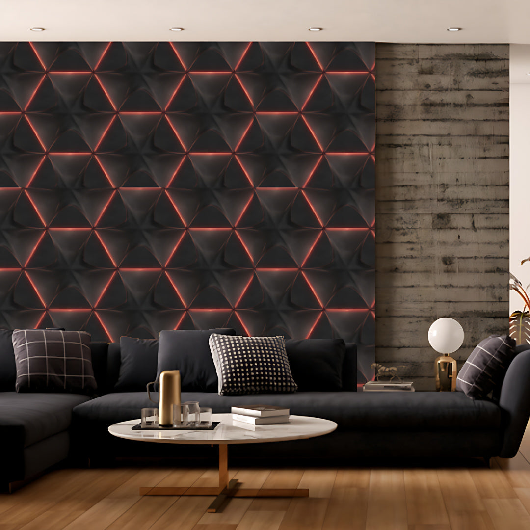 Black Neon tile Customised Wallpaper