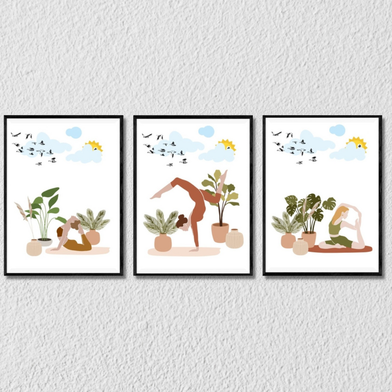 Yoga Wall Art, Set Of 3