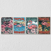 Flamingo Tropical Wildlife Poster, Set Of 4