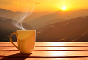 Coffe Cup In Sunset Self Adhesive Sticker For Wardrobe