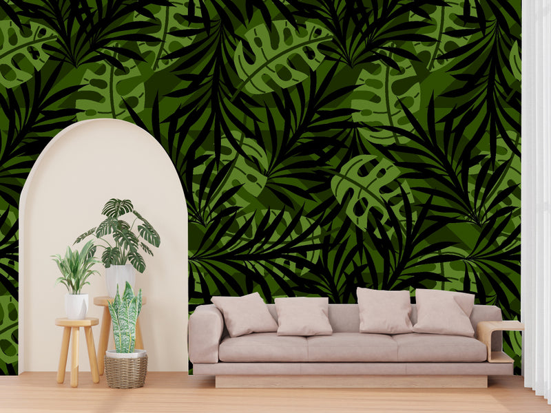 Leaf Layered Pattern Customized Wallpaper