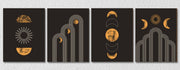 Black Golden Moon Phases, Set Of 4