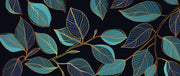 Blue With Golden Shaded Leafs Self Adhesive Sticker For Cabinet