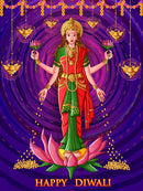 Standing Laxmi In Green Saree Self Adhesive Sticker Poster